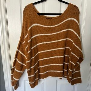 Forever 21 Mustard/rust and White Striped Sweater